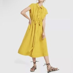 CO. by GOOP FLUID LINEN YELLOW DRESS Size XL $795